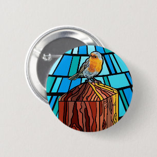 Kute vogel in levendige kleur ronde button 5,7 cm