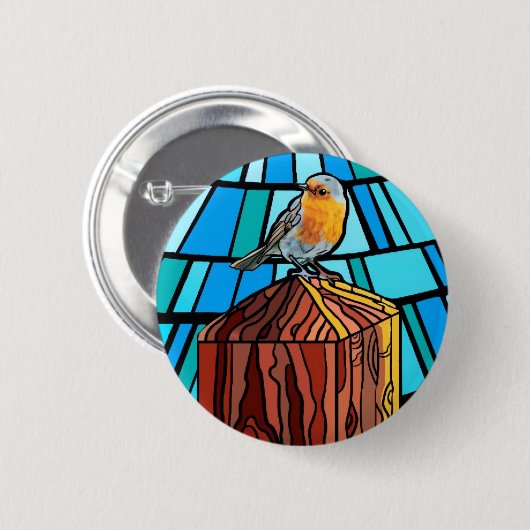Kute vogel in levendige kleur ronde button 5,7 cm (Voorkant /achterkant)