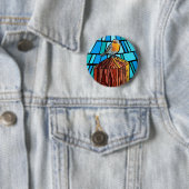 Kute vogel in levendige kleur ronde button 5,7 cm (In situ)