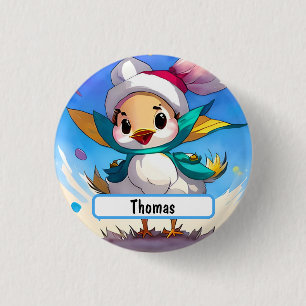 Kute vogel met  neus ronde button 3,2 cm