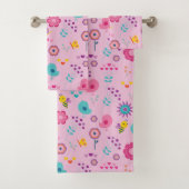 Kute vogelbijen en bloemen bad handdoek (Insitu)
