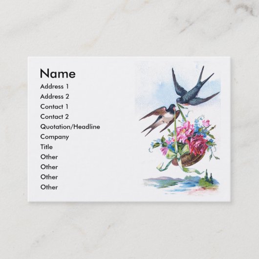Kute vogels en bloemen bloemen visitekaartje (Voorkant)