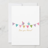 Kute vogels op Bunting  Uitnodiging (Achterkant)