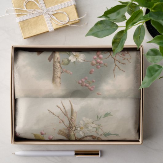 Kute vogels op een filiaal tissuepapier (Geschenk)