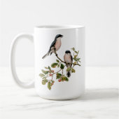 Kute vogels op vertakkingen rode bessen om kunst t koffiemok (Links)