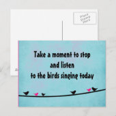 Kute vogels zingend briefkaart (Voorkant / Achterkant)