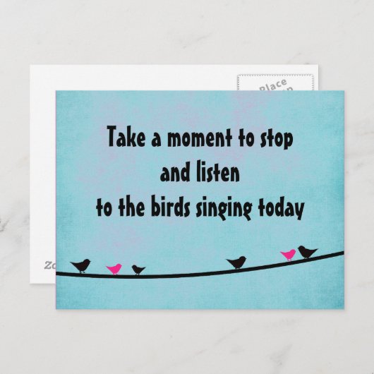 Kute vogels zingend briefkaart (Voorkant / Achterkant)