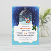 Kute vos in een sneeuwwereldbol kaart (Staand voorkant)