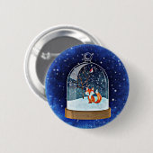 Kute vos in een sneeuwwereldbol ronde button 5,7 cm (Voorkant /achterkant)