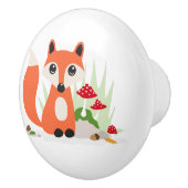 Kute vos met paddestoelen keramische knop (Rechts)