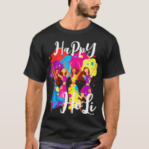Kute vrienden die Holi T-Shirt spelen