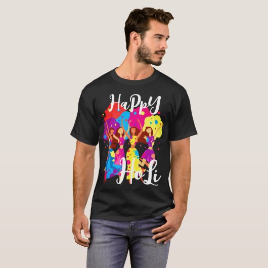 Kute vrienden die Holi T-Shirt spelen (Voorkant volledig)