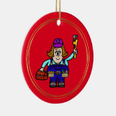Kute Vrouw Mechanic Kerstversiering met naam Keramisch Ornament (Rechts)