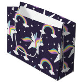 Kute vuurblauwe achtergrond Unicorn + regenbogen b Groot Cadeauzakje (Voorkant Gekanteld)
