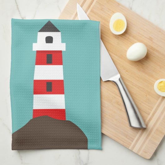 Kute vuurtoren | Gepersonaliseerd Theedoek (Quarter Fold)