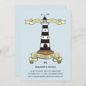 Kute vuurtoren | Partij Nautisch Jubileum Kaart (Voorkant / Achterkant)