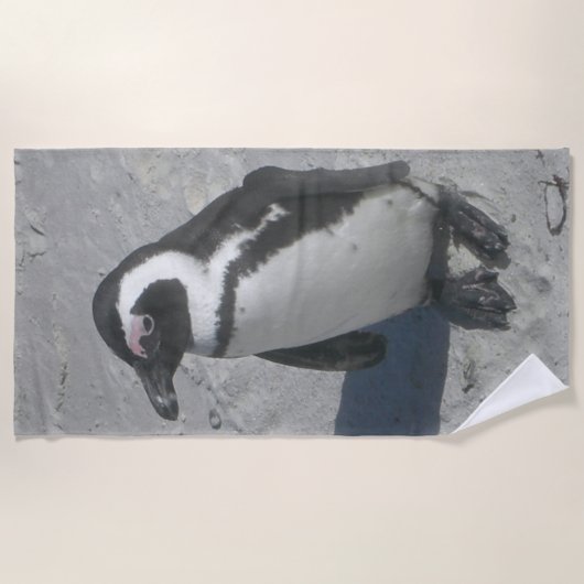Kute Walking Penguin Beach Towel Strandlaken (Voorkant)