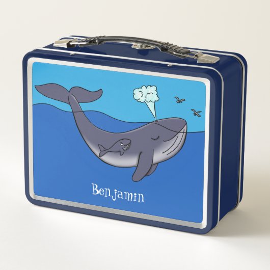 Kute walvis en kalveren cartoon (Achterkant)