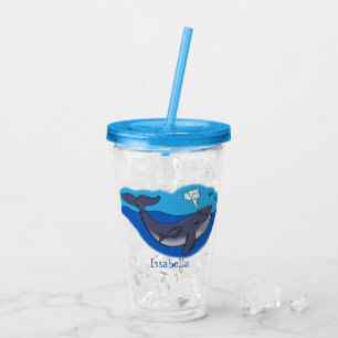 Kute walvis en kalveren cartoon acryl drinkbeker