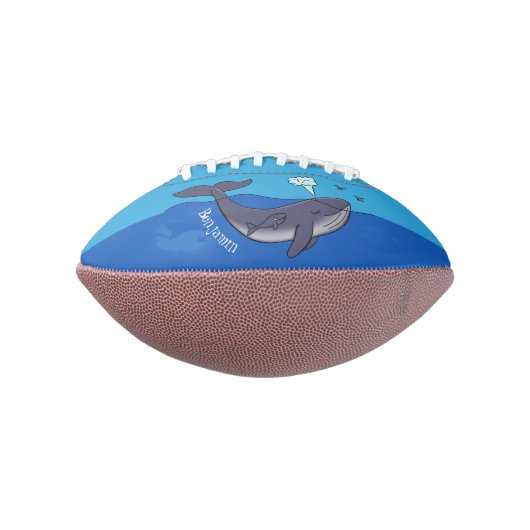 Kute walvis en kalveren cartoon american football (Gedraaid 90)
