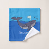 Kute walvis en kalveren cartoon bad handdoek (Wasdoekje)