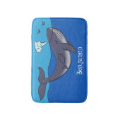 Kute walvis en kalveren cartoon badmat (Voorkant Verticaal)