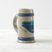 Kute walvis en kalveren cartoon bierpul (Voorkant links)