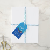Kute walvis en kalveren cartoon cadeaulabel (Met Touw)