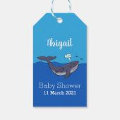 Kute walvis en kalveren cartoon cadeaulabel (Achterkant)