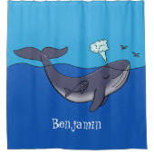 Kute walvis en kalveren cartoon douchegordijn (Voorkant)