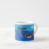 Kute walvis en kalveren cartoon espresso kop (Voorkant rechts)