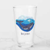 Kute walvis en kalveren cartoon glas (Achterkant)