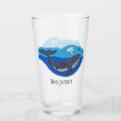Kute walvis en kalveren cartoon glas (Voorkant)