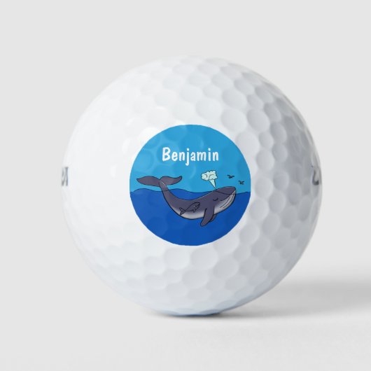Kute walvis en kalveren cartoon golfballen (Voorkant)
