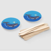 Kute walvis en kalveren cartoon handwaaier (Niet-gemonteerd)