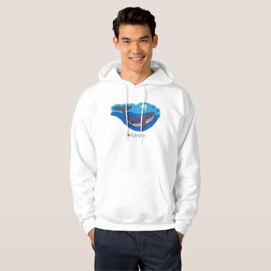 Kute walvis en kalveren cartoon hoodie (Voorkant volledig)