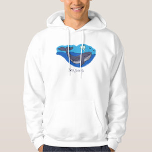 Kute walvis en kalveren cartoon hoodie