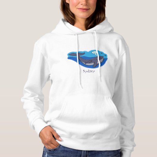 Kute walvis en kalveren cartoon hoodie (Voorkant)