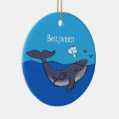 Kute walvis en kalveren cartoon keramisch ornament (Rechts)