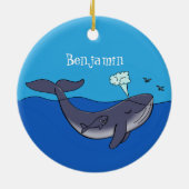 Kute walvis en kalveren cartoon keramisch ornament (Achterkant)