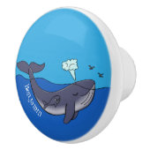 Kute walvis en kalveren cartoon keramische knop (Rechts)