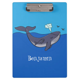 Kute walvis en kalveren cartoon klembord