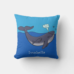 Kute walvis en kalveren cartoon kussen