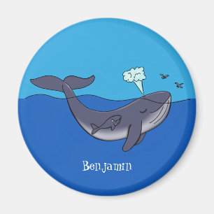Kute walvis en kalveren cartoon magneet