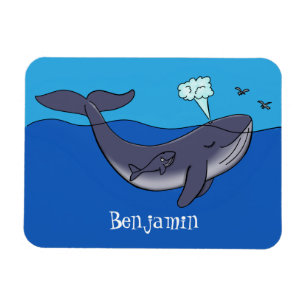 Kute walvis en kalveren cartoon magneet