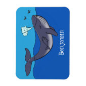 Kute walvis en kalveren cartoon magneet (Verticaal)