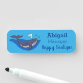 Kute walvis en kalveren cartoon naamplaatje (In situ)