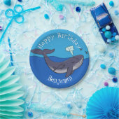 Kute walvis en kalveren cartoon papieren bordje (Feest)