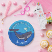 Kute walvis en kalveren cartoon papieren bordje (Feest)