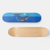 Kute walvis en kalveren cartoon persoonlijk skateboard (Horizontaal)